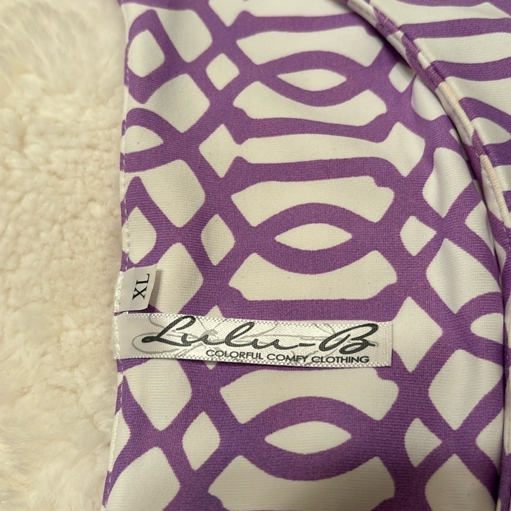 Lulu B summer dress, geometric purple and white design, size XL - Picture 4 of 9